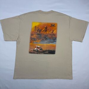 Vtg Western Star Trucks Mens T-Shirt XL Y2K Beige Double Sided B8